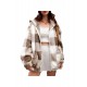 1pc Women'S Plus Size Plaid Hooded Jacket - Casual Polyester Knit Fabric with Pockets, Slight Stretch, Warm Fleece-Lined Outerwear for Fall/Winter 1pc Women'S Plus Size Plaid Hooded Jacket - Casual Polyester Knit Fabric with Pockets, Slight Stretch, Warm Fleece-Lined Outerwear for Fall/Winter