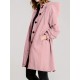 Casual Hooded Trench Coat for Women, Long Sleeve Polyester Blend Jacket with Button Closure, Slight Stretch Solid Color Coat with Pockets for Spring/Fall Casual Hooded Trench Coat for Women, Long Sleeve Polyester Blend Jacket with Button Closure, Slight Stretch Solid Color Coat with Pockets for Spring/Fall