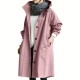 Casual Hooded Trench Coat for Women, Long Sleeve Polyester Blend Jacket with Button Closure, Slight Stretch Solid Color Coat with Pockets for Spring/Fall Casual Hooded Trench Coat for Women, Long Sleeve Polyester Blend Jacket with Button Closure, Slight Stretch Solid Color Coat with Pockets for Spring/Fall