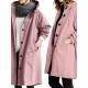 Casual Hooded Trench Coat for Women, Long Sleeve Polyester Blend Jacket with Button Closure, Slight Stretch Solid Color Coat with Pockets for Spring/Fall Casual Hooded Trench Coat for Women, Long Sleeve Polyester Blend Jacket with Button Closure, Slight Stretch Solid Color Coat with Pockets for Spring/Fall