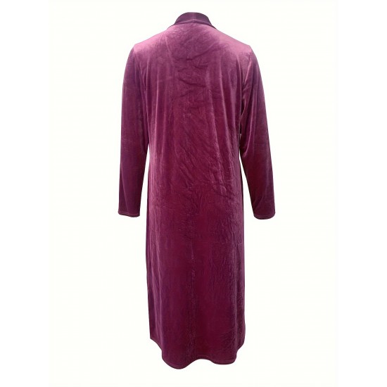 Plus Size Elegant Long Sleeve Velvet Cardigan - Soft Slight Stretch Polyester Material, Casual Open Front Design, Perfect for Fall and Winter - Womens Cozy Trench Coat Style Clothing Plus Size Elegant Long Sleeve Velvet Cardigan - Soft Slight Stretch Polyester Material, Casual Open Front Design, Perfect for Fall and Winter - Womens Cozy Trench Coat Style Clothing