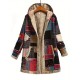 Autumn And Winter Women's Coat Warm Polyester National Style Print Hooded Casual Pocket Single-breasted Long-sleeved Women's Coat Daily Wear Autumn And Winter Women's Coat Warm Polyester National Style Print Hooded Casual Pocket Single-breasted Long-sleeved Women's Coat Daily Wear