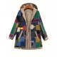 Autumn And Winter Women's Coat Warm Polyester National Style Print Hooded Casual Pocket Single-breasted Long-sleeved Women's Coat Daily Wear Autumn And Winter Women's Coat Warm Polyester National Style Print Hooded Casual Pocket Single-breasted Long-sleeved Women's Coat Daily Wear