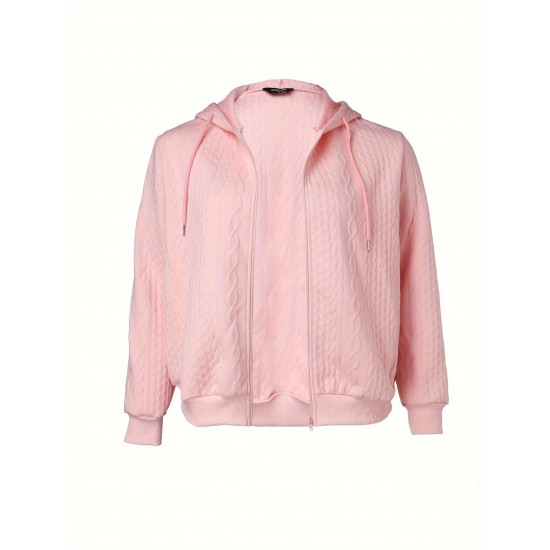 Zippered Casual Texture Fabric Cardigan Sweatshirt - With Pockets Zippered Casual Texture Fabric Cardigan Sweatshirt - With Pockets