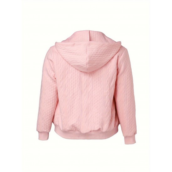 Zippered Casual Texture Fabric Cardigan Sweatshirt - With Pockets Zippered Casual Texture Fabric Cardigan Sweatshirt - With Pockets