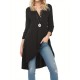Plus Size Women's Casual Tunic Top - Button-Up Crew Neck, 3/4 Sleeve, Stretchy Polyester Blend, Machine Washable Plus Size Women's Casual Tunic Top - Button-Up Crew Neck, 3/4 Sleeve, Stretchy Polyester Blend, Machine Washable