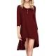 Plus Size Women's Casual Tunic Top - Button-Up Crew Neck, 3/4 Sleeve, Stretchy Polyester Blend, Machine Washable Plus Size Women's Casual Tunic Top - Button-Up Crew Neck, 3/4 Sleeve, Stretchy Polyester Blend, Machine Washable