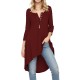 Plus Size Women's Casual Tunic Top - Button-Up Crew Neck, 3/4 Sleeve, Stretchy Polyester Blend, Machine Washable Plus Size Women's Casual Tunic Top - Button-Up Crew Neck, 3/4 Sleeve, Stretchy Polyester Blend, Machine Washable