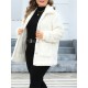 Plus Size Women'S Winter Jacket, Casual Lapel Collar, Cotton Blend, Slight Stretch, Solid Color, Reversible Plush Long Sleeve Cardigan Coat for Outwear Streetwear Plus Size Women'S Winter Jacket, Casual Lapel Collar, Cotton Blend, Slight Stretch, Solid Color, Reversible Plush Long Sleeve Cardigan Coat for Outwear Streetwear
