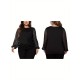 1pc Women'S Plus Size Casual Round Neck Long Sleeve Blouse with Cross Wrap Design, Polyester Fabric, Spring/Autumn Season, Basic Solid Color Top with Bubble Detail 1pc Women'S Plus Size Casual Round Neck Long Sleeve Blouse with Cross Wrap Design, Polyester Fabric, Spring/Autumn Season, Basic Solid Color Top with Bubble Detail