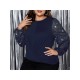1pc Women'S Plus Size Casual Round Neck Long Sleeve Blouse with Cross Wrap Design, Polyester Fabric, Spring/Autumn Season, Basic Solid Color Top with Bubble Detail 1pc Women'S Plus Size Casual Round Neck Long Sleeve Blouse with Cross Wrap Design, Polyester Fabric, Spring/Autumn Season, Basic Solid Color Top with Bubble Detail