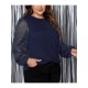 1pc Women'S Plus Size Casual Round Neck Long Sleeve Blouse with Cross Wrap Design, Polyester Fabric, Spring/Autumn Season, Basic Solid Color Top with Bubble Detail 1pc Women'S Plus Size Casual Round Neck Long Sleeve Blouse with Cross Wrap Design, Polyester Fabric, Spring/Autumn Season, Basic Solid Color Top with Bubble Detail