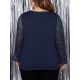 1pc Women'S Plus Size Casual Round Neck Long Sleeve Blouse with Cross Wrap Design, Polyester Fabric, Spring/Autumn Season, Basic Solid Color Top with Bubble Detail 1pc Women'S Plus Size Casual Round Neck Long Sleeve Blouse with Cross Wrap Design, Polyester Fabric, Spring/Autumn Season, Basic Solid Color Top with Bubble Detail