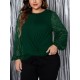 1pc Women'S Plus Size Casual Round Neck Long Sleeve Blouse with Cross Wrap Design, Polyester Fabric, Spring/Autumn Season, Basic Solid Color Top with Bubble Detail 1pc Women'S Plus Size Casual Round Neck Long Sleeve Blouse with Cross Wrap Design, Polyester Fabric, Spring/Autumn Season, Basic Solid Color Top with Bubble Detail