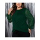 1pc Women'S Plus Size Casual Round Neck Long Sleeve Blouse with Cross Wrap Design, Polyester Fabric, Spring/Autumn Season, Basic Solid Color Top with Bubble Detail 1pc Women'S Plus Size Casual Round Neck Long Sleeve Blouse with Cross Wrap Design, Polyester Fabric, Spring/Autumn Season, Basic Solid Color Top with Bubble Detail