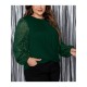 1pc Women'S Plus Size Casual Round Neck Long Sleeve Blouse with Cross Wrap Design, Polyester Fabric, Spring/Autumn Season, Basic Solid Color Top with Bubble Detail 1pc Women'S Plus Size Casual Round Neck Long Sleeve Blouse with Cross Wrap Design, Polyester Fabric, Spring/Autumn Season, Basic Solid Color Top with Bubble Detail
