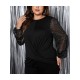 1pc Women'S Plus Size Casual Round Neck Long Sleeve Blouse with Cross Wrap Design, Polyester Fabric, Spring/Autumn Season, Basic Solid Color Top with Bubble Detail 1pc Women'S Plus Size Casual Round Neck Long Sleeve Blouse with Cross Wrap Design, Polyester Fabric, Spring/Autumn Season, Basic Solid Color Top with Bubble Detail