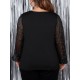 1pc Women'S Plus Size Casual Round Neck Long Sleeve Blouse with Cross Wrap Design, Polyester Fabric, Spring/Autumn Season, Basic Solid Color Top with Bubble Detail 1pc Women'S Plus Size Casual Round Neck Long Sleeve Blouse with Cross Wrap Design, Polyester Fabric, Spring/Autumn Season, Basic Solid Color Top with Bubble Detail