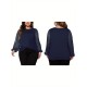 1pc Women'S Plus Size Casual Round Neck Long Sleeve Blouse with Cross Wrap Design, Polyester Fabric, Spring/Autumn Season, Basic Solid Color Top with Bubble Detail 1pc Women'S Plus Size Casual Round Neck Long Sleeve Blouse with Cross Wrap Design, Polyester Fabric, Spring/Autumn Season, Basic Solid Color Top with Bubble Detail