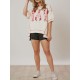 Women's Glitter Sequin Lobster & Crawfish Print T-Shirt - Casual Short Sleeve, Round Neck Top for Summer Women's Glitter Sequin Lobster & Crawfish Print T-Shirt - Casual Short Sleeve, Round Neck Top for Summer