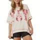 Women's Glitter Sequin Lobster & Crawfish Print T-Shirt - Casual Short Sleeve, Round Neck Top for Summer Women's Glitter Sequin Lobster & Crawfish Print T-Shirt - Casual Short Sleeve, Round Neck Top for Summer