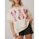 Women's Glitter Sequin Lobster & Crawfish Print T-Shirt - Casual Short Sleeve, Round Neck Top for Summer Women's Glitter Sequin Lobster & Crawfish Print T-Shirt - Casual Short Sleeve, Round Neck Top for Summer