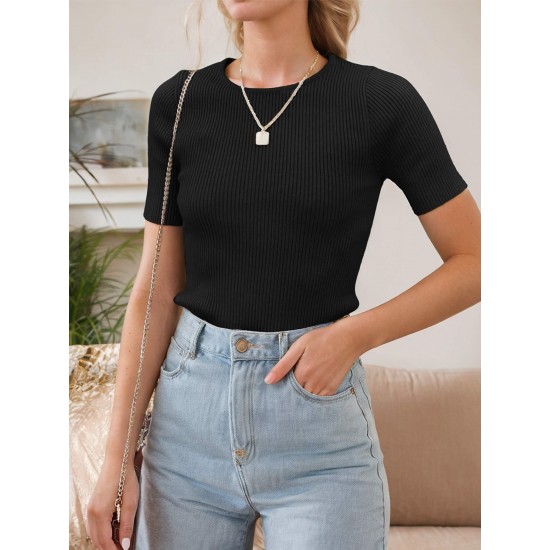 Curve Embracing, Tooluck Plus Size Women's Casual Knit T-Shirt - Crew Neck, Short Sleeve, Stretchy & Machine Washable Curve Embracing, Tooluck Plus Size Women's Casual Knit T-Shirt - Crew Neck, Short Sleeve, Stretchy & Machine Washable