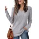 Women's Casual V-Neck Sweater - Solid Color, Ribbed Long Sleeve Knit Pullover, Machine Washable Women's Casual V-Neck Sweater - Solid Color, Ribbed Long Sleeve Knit Pullover, Machine Washable