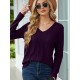 Women's Casual V-Neck Sweater - Solid Color, Ribbed Long Sleeve Knit Pullover, Machine Washable Women's Casual V-Neck Sweater - Solid Color, Ribbed Long Sleeve Knit Pullover, Machine Washable