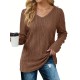 Women's Casual V-Neck Sweater - Solid Color, Ribbed Long Sleeve Knit Pullover, Machine Washable Women's Casual V-Neck Sweater - Solid Color, Ribbed Long Sleeve Knit Pullover, Machine Washable