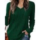 Women's Casual V-Neck Sweater - Solid Color, Ribbed Long Sleeve Knit Pullover, Machine Washable Women's Casual V-Neck Sweater - Solid Color, Ribbed Long Sleeve Knit Pullover, Machine Washable