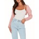 Plus Size Casual Knitted Cardigan, Crew Neck, Medium Stretch, Solid Color, Ultra-Short Sleeve Sweater Jacket for All Seasons Plus Size Casual Knitted Cardigan, Crew Neck, Medium Stretch, Solid Color, Ultra-Short Sleeve Sweater Jacket for All Seasons