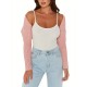 Plus Size Casual Knitted Cardigan, Crew Neck, Medium Stretch, Solid Color, Ultra-Short Sleeve Sweater Jacket for All Seasons Plus Size Casual Knitted Cardigan, Crew Neck, Medium Stretch, Solid Color, Ultra-Short Sleeve Sweater Jacket for All Seasons