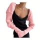 Plus Size Casual Knitted Cardigan, Crew Neck, Medium Stretch, Solid Color, Ultra-Short Sleeve Sweater Jacket for All Seasons Plus Size Casual Knitted Cardigan, Crew Neck, Medium Stretch, Solid Color, Ultra-Short Sleeve Sweater Jacket for All Seasons