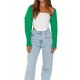 Plus Size Casual Knitted Cardigan, Crew Neck, Medium Stretch, Solid Color, Ultra-Short Sleeve Sweater Jacket for All Seasons Plus Size Casual Knitted Cardigan, Crew Neck, Medium Stretch, Solid Color, Ultra-Short Sleeve Sweater Jacket for All Seasons