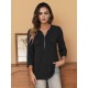 Stylish Women's V-Neck 3/4 Sleeve Zipper Shirt - Business Casual, Dressy Work Tunic Blouse with Relaxed Fit, Soft Fabric, and Versatile Style for Office, Meeting, or Daily Wear - Perfect for Career Women and Professionals Stylish Women's V-Neck 3/4 Sleeve Zipper Shirt - Business Casual, Dressy Work Tunic Blouse with Relaxed Fit, Soft Fabric, and Versatile Style for Office, Meeting, or Daily Wear - Perfect for Career Women and Professionals