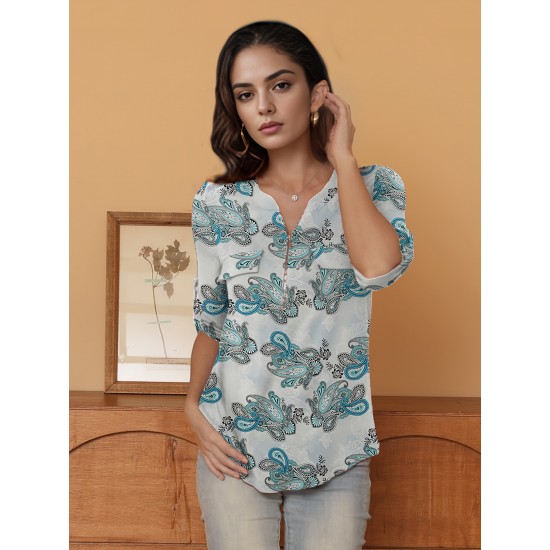 Stylish Women's V-Neck 3/4 Sleeve Zipper Shirt - Business Casual, Dressy Work Tunic Blouse with Relaxed Fit, Soft Fabric, and Versatile Style for Office, Meeting, or Daily Wear - Perfect for Career Women and Professionals Stylish Women's V-Neck 3/4 Sleeve Zipper Shirt - Business Casual, Dressy Work Tunic Blouse with Relaxed Fit, Soft Fabric, and Versatile Style for Office, Meeting, or Daily Wear - Perfect for Career Women and Professionals