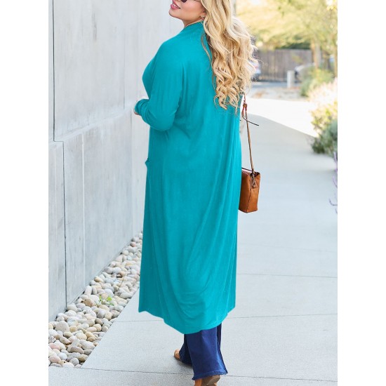 Women's Casual Open Front Cardigan with Pockets - Long Sleeve, Relaxed Fit, Solid Color, Stretchy Rayon Blend, Machine Washable - Perfect for Spring & Fall Women's Casual Open Front Cardigan with Pockets - Long Sleeve, Relaxed Fit, Solid Color, Stretchy Rayon Blend, Machine Washable - Perfect for Spring & Fall