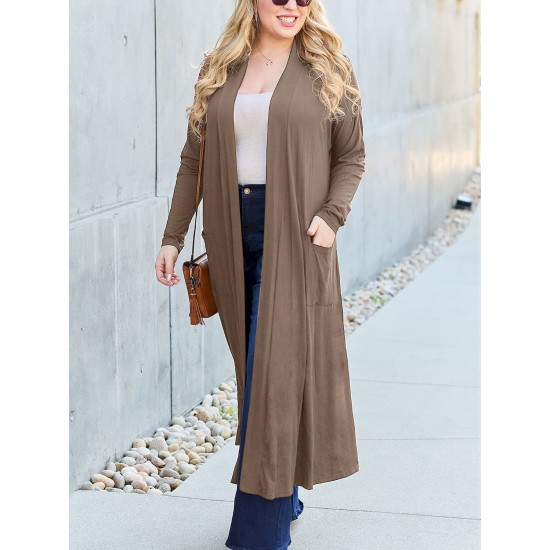 Women's Casual Open Front Cardigan with Pockets - Long Sleeve, Relaxed Fit, Solid Color, Stretchy Rayon Blend, Machine Washable - Perfect for Spring & Fall Women's Casual Open Front Cardigan with Pockets - Long Sleeve, Relaxed Fit, Solid Color, Stretchy Rayon Blend, Machine Washable - Perfect for Spring & Fall