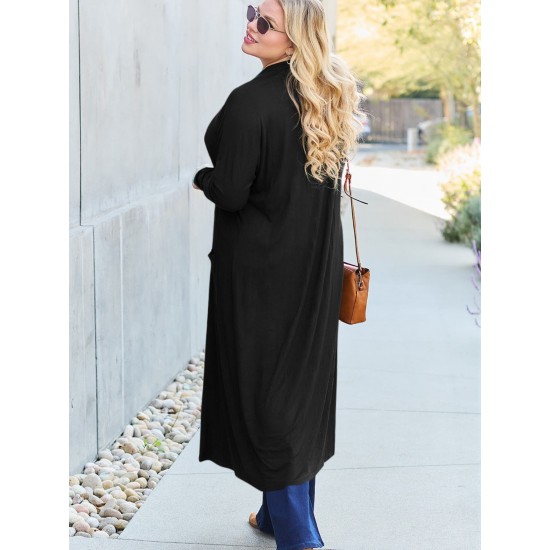 Women's Casual Open Front Cardigan with Pockets - Long Sleeve, Relaxed Fit, Solid Color, Stretchy Rayon Blend, Machine Washable - Perfect for Spring & Fall Women's Casual Open Front Cardigan with Pockets - Long Sleeve, Relaxed Fit, Solid Color, Stretchy Rayon Blend, Machine Washable - Perfect for Spring & Fall