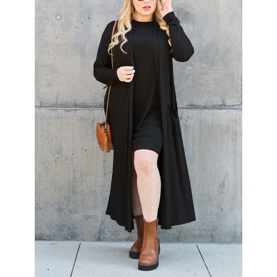 Women's Casual Open Front Cardigan with Pockets - Long Sleeve, Relaxed Fit, Solid Color, Stretchy Rayon Blend, Machine Washable - Perfect for Spring & Fall Women's Casual Open Front Cardigan with Pockets - Long Sleeve, Relaxed Fit, Solid Color, Stretchy Rayon Blend, Machine Washable - Perfect for Spring & Fall