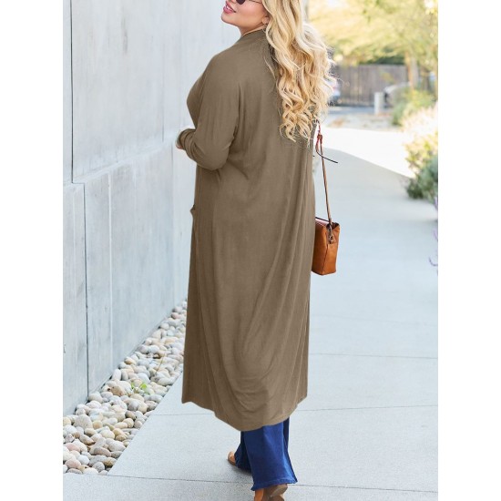 Women's Casual Open Front Cardigan with Pockets - Long Sleeve, Relaxed Fit, Solid Color, Stretchy Rayon Blend, Machine Washable - Perfect for Spring & Fall Women's Casual Open Front Cardigan with Pockets - Long Sleeve, Relaxed Fit, Solid Color, Stretchy Rayon Blend, Machine Washable - Perfect for Spring & Fall