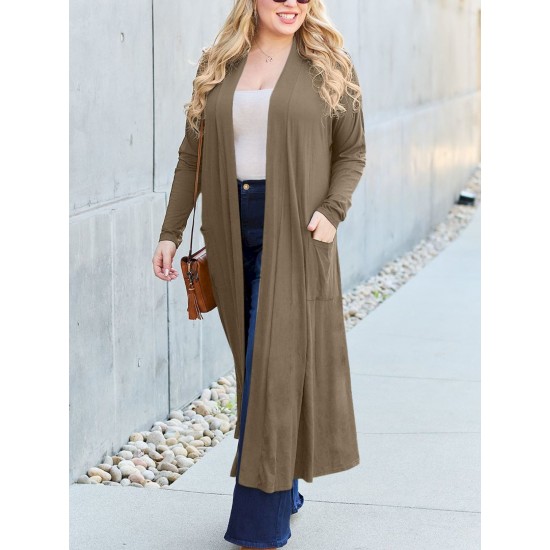 Women's Casual Open Front Cardigan with Pockets - Long Sleeve, Relaxed Fit, Solid Color, Stretchy Rayon Blend, Machine Washable - Perfect for Spring & Fall Women's Casual Open Front Cardigan with Pockets - Long Sleeve, Relaxed Fit, Solid Color, Stretchy Rayon Blend, Machine Washable - Perfect for Spring & Fall
