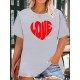 Women's Casual Black Heart Print Love Graphic Tee - Short Sleeve Crew Neck, Polyester Knit T-Shirt Women's Casual Black Heart Print Love Graphic Tee - Short Sleeve Crew Neck, Polyester Knit T-Shirt