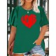Women's Casual Black Heart Print Love Graphic Tee - Short Sleeve Crew Neck, Polyester Knit T-Shirt Women's Casual Black Heart Print Love Graphic Tee - Short Sleeve Crew Neck, Polyester Knit T-Shirt