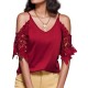 Plus Size Women'S V-Neck Lace Off-Shoulder Short-Sleeved T-Shirt Plus Size Women'S V-Neck Lace Off-Shoulder Short-Sleeved T-Shirt