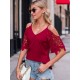 Plus Size Women'S V-Neck Lace Off-Shoulder Short-Sleeved T-Shirt Plus Size Women'S V-Neck Lace Off-Shoulder Short-Sleeved T-Shirt