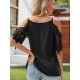 Plus Size Women'S V-Neck Lace Off-Shoulder Short-Sleeved T-Shirt Plus Size Women'S V-Neck Lace Off-Shoulder Short-Sleeved T-Shirt