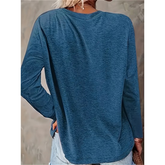 Women's Plus Size Casual Bull Head Print T-Shirt - Comfy Long Sleeve, Round Neck Top for Spring & Fall Women's Plus Size Casual Bull Head Print T-Shirt - Comfy Long Sleeve, Round Neck Top for Spring & Fall