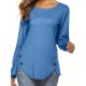 Plus Size Women's Irregular Button-hem Long-sleeved Loose T-shirt Plus Size Women's Irregular Button-hem Long-sleeved Loose T-shirt